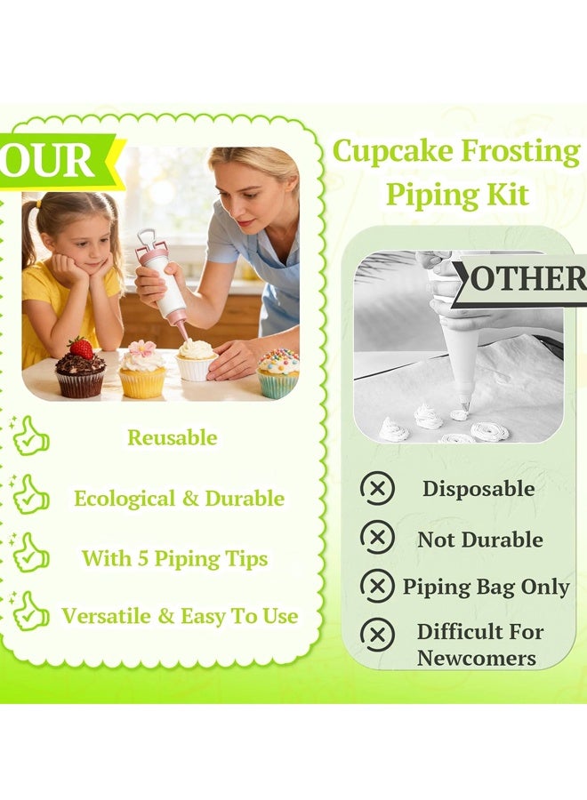 Cake Decorating Gun, Cupcake Icing Piping Kit, Cake Decorating Kit with 5 Piping Tips, Cupcake Injector/Decorating Icing Set - Image 4